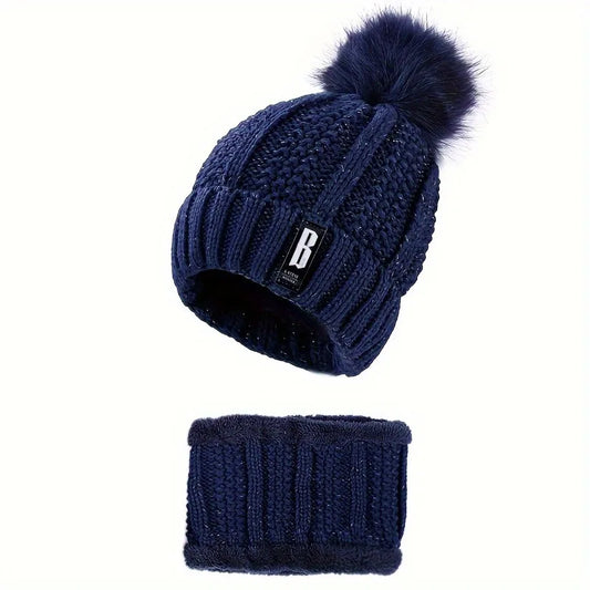 2 Piece Winter Beanie with Face Scarf