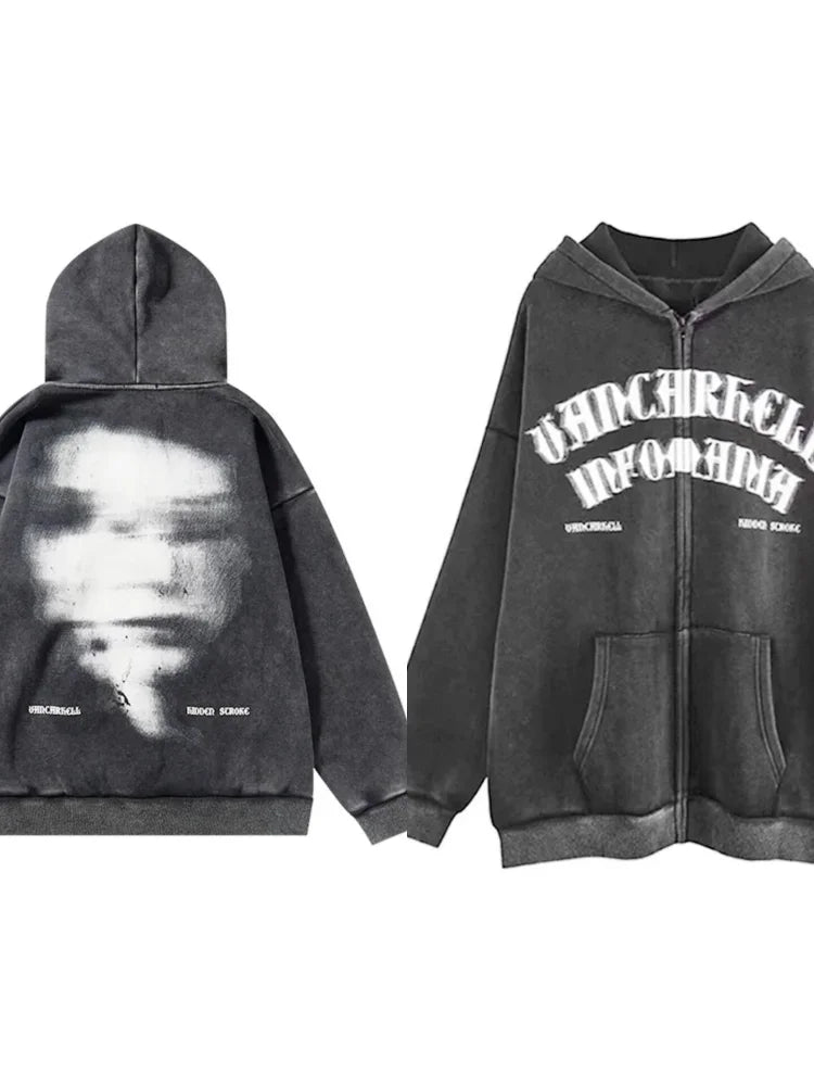 Graphic White Face Picture Hoodie