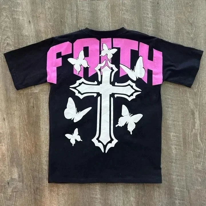 Streetwear T Shirt Y2K Cross